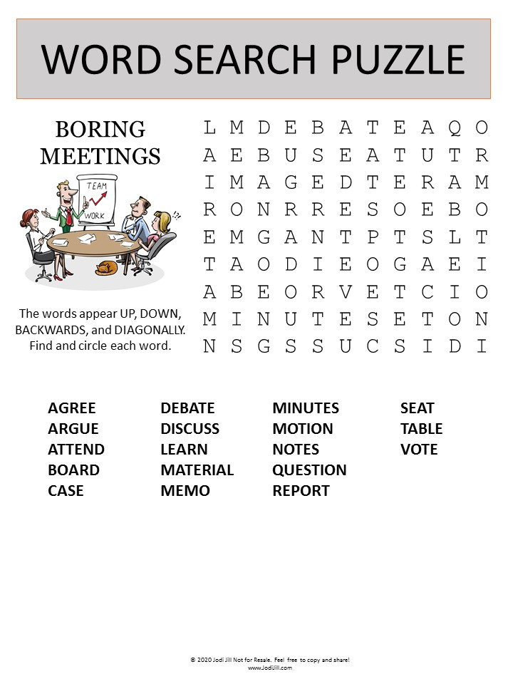 Meetings word search